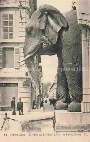 AK / Ansichtskarte CHAMBERY 73 Savoie Fontaine des Elephants et Rue de Boigne