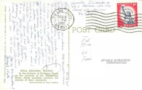 AK / Ansichtskarte Waikiki Honolulu Hawaii USA Hula Maidens Dances of their ancestors