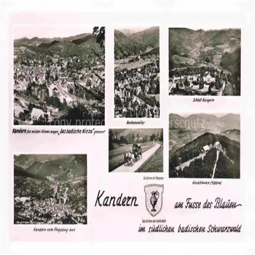 AK / Ansichtskarte Kandern Baden BW Panorama Das badische Nizza Luftbild Badenweiler Schloss Buergeln Postkutsche Hochblauen Schwarzwald