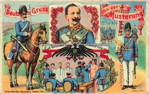 AK / Ansichtskarte Musterung Conscription Reclutamiento Arruolamento Militaria Deutsche Gruss Vaterland 