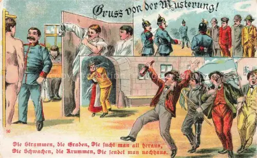 AK / Ansichtskarte Musterung Conscription Reclutamiento Arruolamento Militaria Soldaten Bier