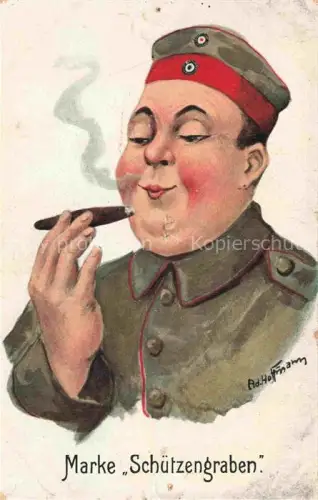 AK / Ansichtskarte HOFFMANN Ad. Militaria Kuenstlerkarte Schuetzengraben Soldat Cigar Zigarre 