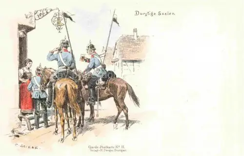 AK / Ansichtskarte BECKER C. Militaria Kuenstlerlitho M. Seeger Stuttgart Pferde Bier 