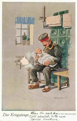 AK / Ansichtskarte FELIX-SHULZE A. Militaria Kuenstlerkarte Kriegsjunge Soldaten 