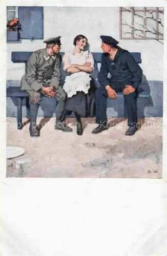 AK / Ansichtskarte Wennerberg Brynolf Kuenstlerkarte Soldaten Frau Muenchen 