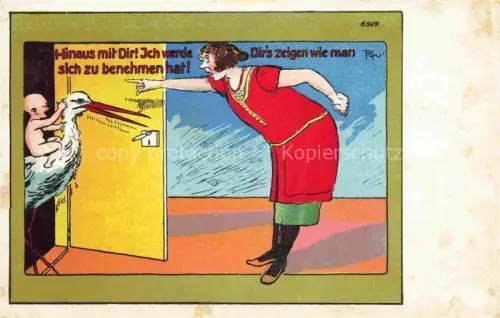 AK / Ansichtskarte Storch Stork Cigogne Ciguena-- Kind Frau