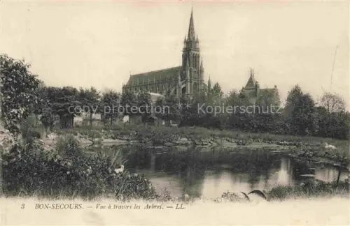 AK / Ansichtskarte Bon-Secours Bonsecours ROUEN 76 Seine-Maritime Vue a travers les Arbres