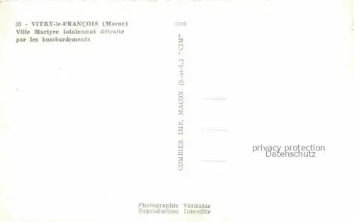 AK / Ansichtskarte Vitry-le-Francois 51 Marne Ville Martyre totalement detruite par les bombardements