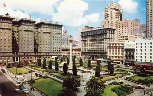 AK / Ansichtskarte SAN FRANCISCO California USA Admiral George Dewey Monument Hotel St Francis Drake and Plaza