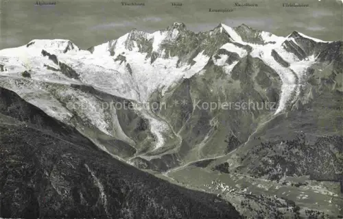 AK / Ansichtskarte Saas-Fee VISP VS mit Mischabelkett Feegletscher und Hohbalengletscher