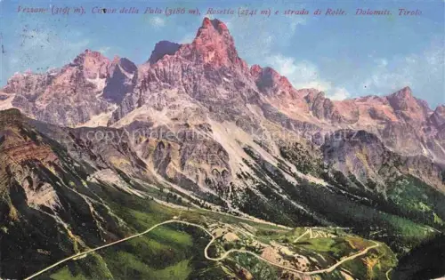AK / Ansichtskarte Vezzana 3191m Dolomiti Trento IT Cimon della Pala Rosetta e strada di Rolle