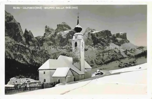 AK / Ansichtskarte Colfosco in Badia Kolfuschg 1645m Dolomiti IT Gruppo Sella Boe Kirche