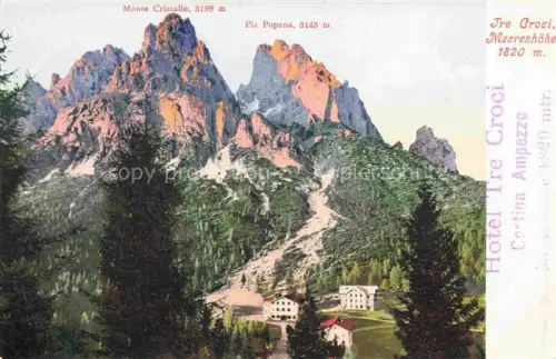 AK / Ansichtskarte Tre Croci 1808m Cortina d Ampezzo Veneto IT Monte Cristallo Piz Popena Hotel Tre Croci