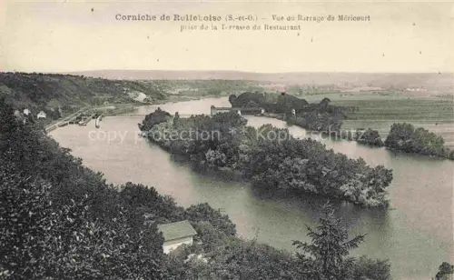 AK / Ansichtskarte Corniche de Rolleboise Mantes-la-Jolie 78 Yvelines Vue du Barrage de Méricourt prise de la Terrasse du Restaurant