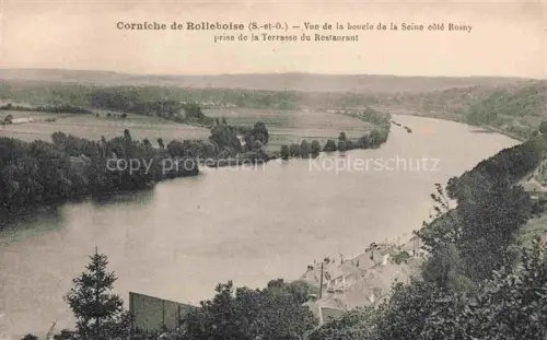 AK / Ansichtskarte Corniche de Rolleboise Mantes-la-Jolie 78 Yvelines Vue de la boucle de la Seine côté Rosny prise de la Terrasse du Restaurant
