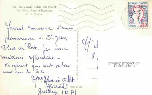 AK / Ansichtskarte St-Jean-Pied-de-Port 64 Pyrenees-Atlantiques La Nive Pont d'Espagne et le Clocher