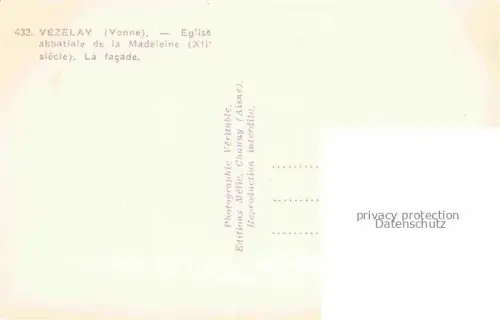 AK / Ansichtskarte Vezelay Avallon 89 Yonne Eglise abbatiale de la Madeleine XIIe siècle Facade