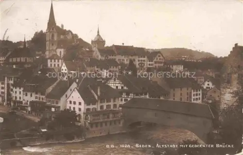 AK / Ansichtskarte BADEN  AG (Schweiz) Altstadt mit gedeckter Bruecke