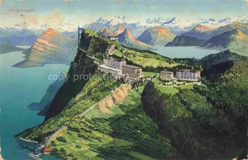 AK / Ansichtskarte Buergenstock Vierwaldstaettersee NW aus der Vogelperspektive Kuenstlerkarte