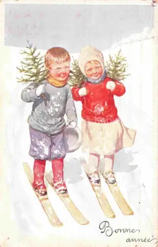 AK / Ansichtskarte FEIERTAG Karl (1874-1944) Kuenstlerkarte B.K.W.I. Nr. 2991-3 Kinder Ski Frohe Weihnachten 