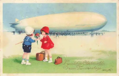 AK / Ansichtskarte Zeppelin Luftschiff -- Namestage Kinder