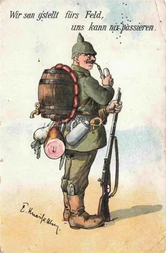 AK / Ansichtskarte Militaria Bayern Soldat Essen Wurst Pfeife   