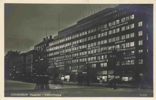 AK / Ansichtskarte STOCKHOLM  Sweden Vasagatan i kyaellsbelysning