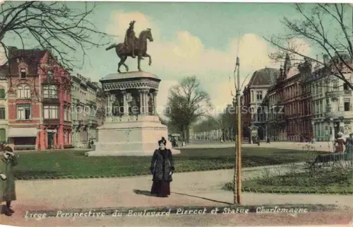 AK / Ansichtskarte LIEGE  Luettich Luik Belgie Perspective du Boulevard Piercot et Statue Charlemagne