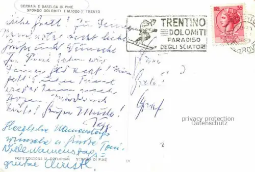 AK / Ansichtskarte TRENTO Trient Trentino-Alto Adige IT Serraia e Baselga di Pine Sfondo Dolomiti