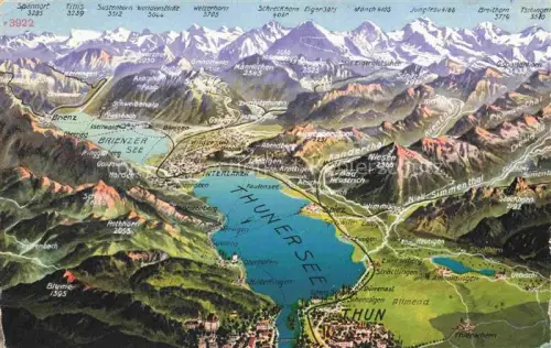AK / Ansichtskarte Thunersee BE und Umgebung Alpenpanorama aus der Vogelperspektive Militaerpost