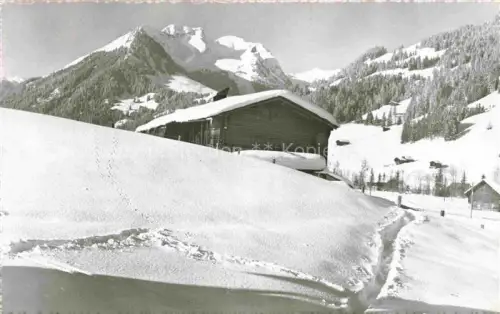 AK / Ansichtskarte Staldenflueh Gstaad Saanen BE Winterpanorama Alpen