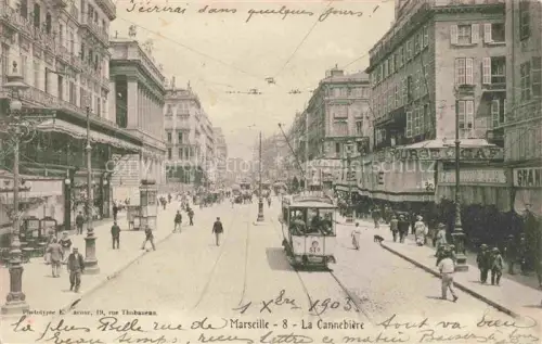 AK / Ansichtskarte STRAssENBAHN Tramway-- Marseille la Cannebiere 