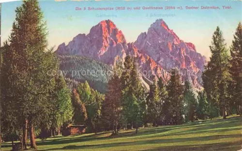 AK / Ansichtskarte Sexten Sesto Suedtirol IT Die drei Schusterspitze und Gsellknoten Sextener Dolomiten