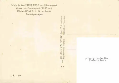 AK / Ansichtskarte Col du Lautaret 2075m Saint-Vincent-les-Forts 04 Alpes-de-Haute-Provence Massif du Combeynot Chalet-Hôtel et Jardin Botanique alpin