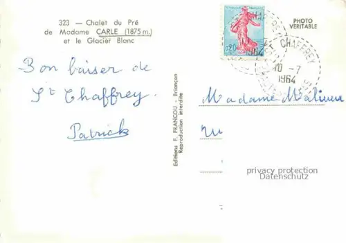 AK / Ansichtskarte Carle 1875m St-Chaffrey Briancon 05 Hautes-Alpes Chalet du Pré de Madame et le Glacier Blanc