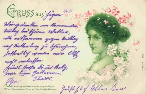 AK / Ansichtskarte Jugendstil Art Noveau Stile Liberty Modernismo-- Gruss aus Litho