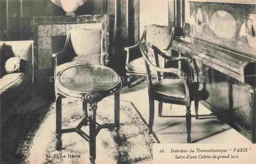 AK / Ansichtskarte Dampfer Oceanliner D. F. Le Havre Transatlantique Paris Salon Cabine grand lux