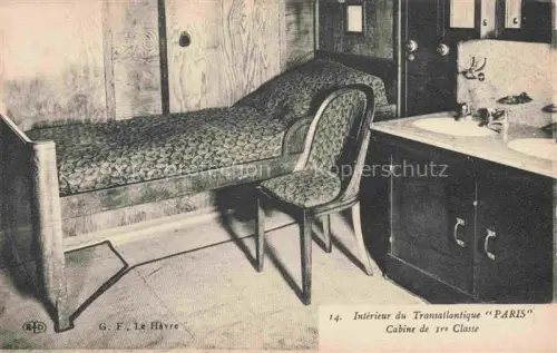 AK / Ansichtskarte Dampfer Oceanliner Havre Taransatlantique Paris Cabine de 2 Classe