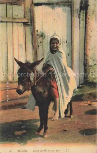 AK / Ansichtskarte Esel Tiere Alger Jeune Arabe LL Nr 35