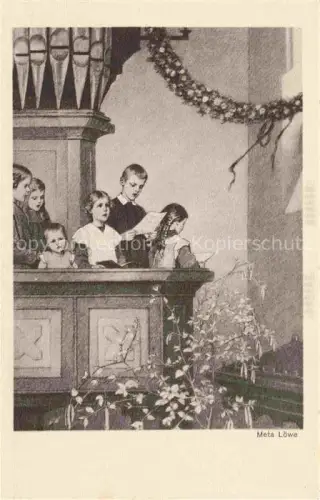 AK / Ansichtskarte LoeWE Meta Kuenstlerkarte Kinder Singen Kirche Orgel 