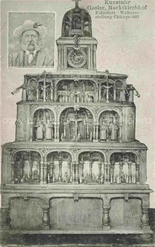 AK / Ansichtskarte GOSLAR Kunstuhr Marktkirchhof praemiert Weltausstellung Chicago 1893