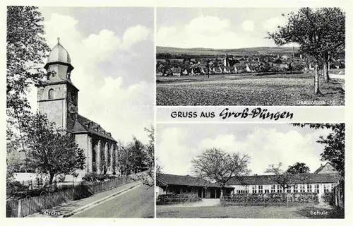 AK / Ansichtskarte Gross-Duengen Bad Salzdetfurth Niedersachsen Gesamtansicht Schule Kirche
