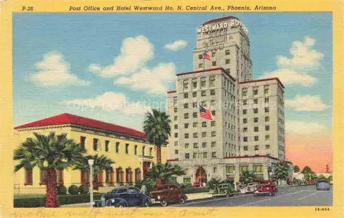 AK / Ansichtskarte PHOENIX Arizona USA Post Office and Hotel Westward Ho Illustration