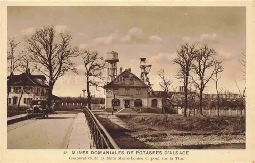 AK / Ansichtskarte MULHOUSE Muehlhausen 68 Alsace Mines domaniales de potasses d'Alsace Coopérative de la Mine Marie-Louise et pont sur la Thur
