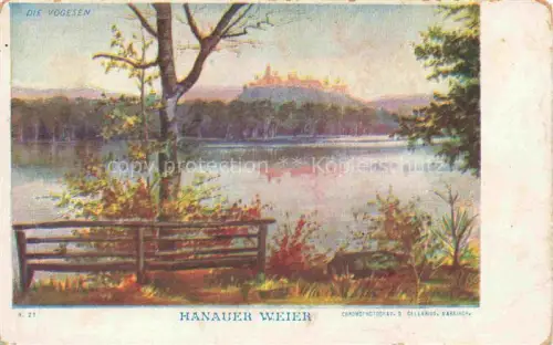 AK / Ansichtskarte Hanau Etang de Philippsbourg 57 Moselle Philippsburg Lothringen Hanauer Weiher Blick auf die Vogesen Kuenstlerkarte Deutsche Reichspost