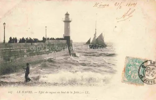 AK / Ansichtskarte Leuchtturm Lighthouse Faro Phare-- Le Havre Effet vagues bout Jetee LL Nr. 107