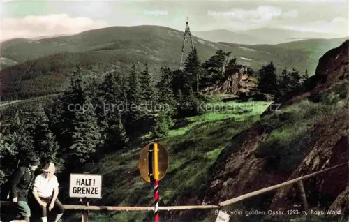 AK / Ansichtskarte Grenze Douane Zoll Frontiere Border-- Blick grossen Osser Bayr. Wald