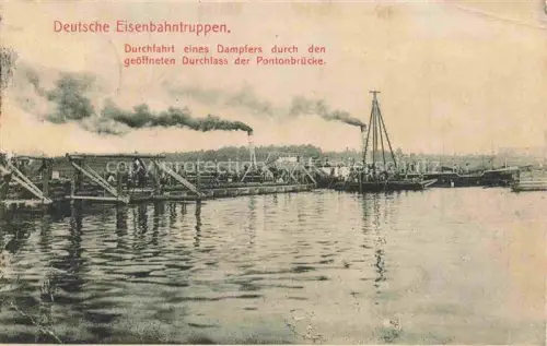 AK / Ansichtskarte Pontonbruecke Brueckenbau Deutsche Eisenbahngruppe 