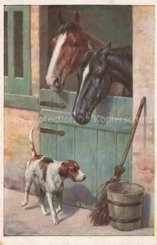 AK / Ansichtskarte Munk Verlag Munk M. Wien Vienne Nr. 1165 Pferde Stahl Hunde 