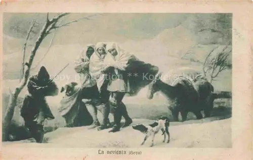 AK / Ansichtskarte GOYA (1746-1828) Kuenstlerkarte la nevicata Wueste Frauen Hund Esel 